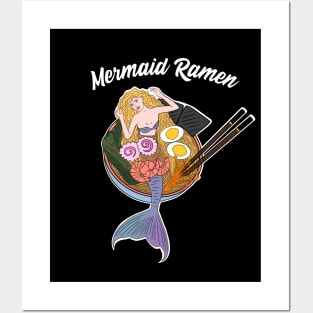 Cute Asian mermaid ramen Posters and Art